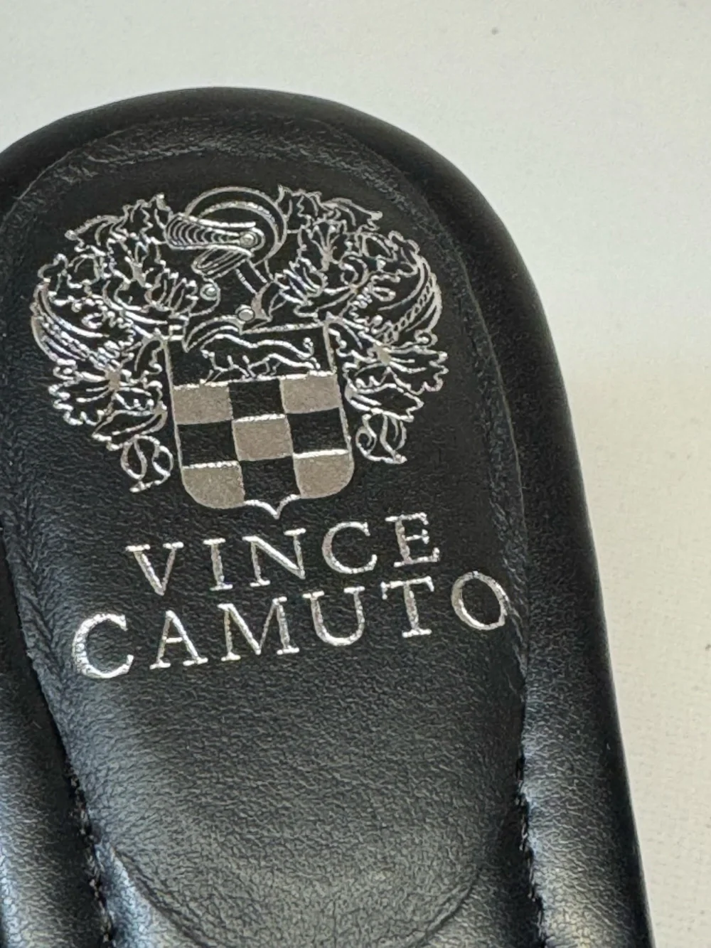 Vince Camuto Black Square Toe Kitten Heel Slide Sandals 7M
